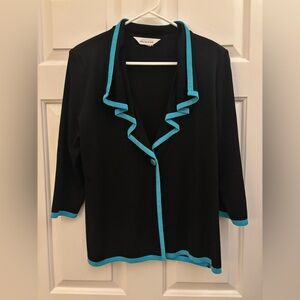 Misook Black Knitwear with Blue Accents